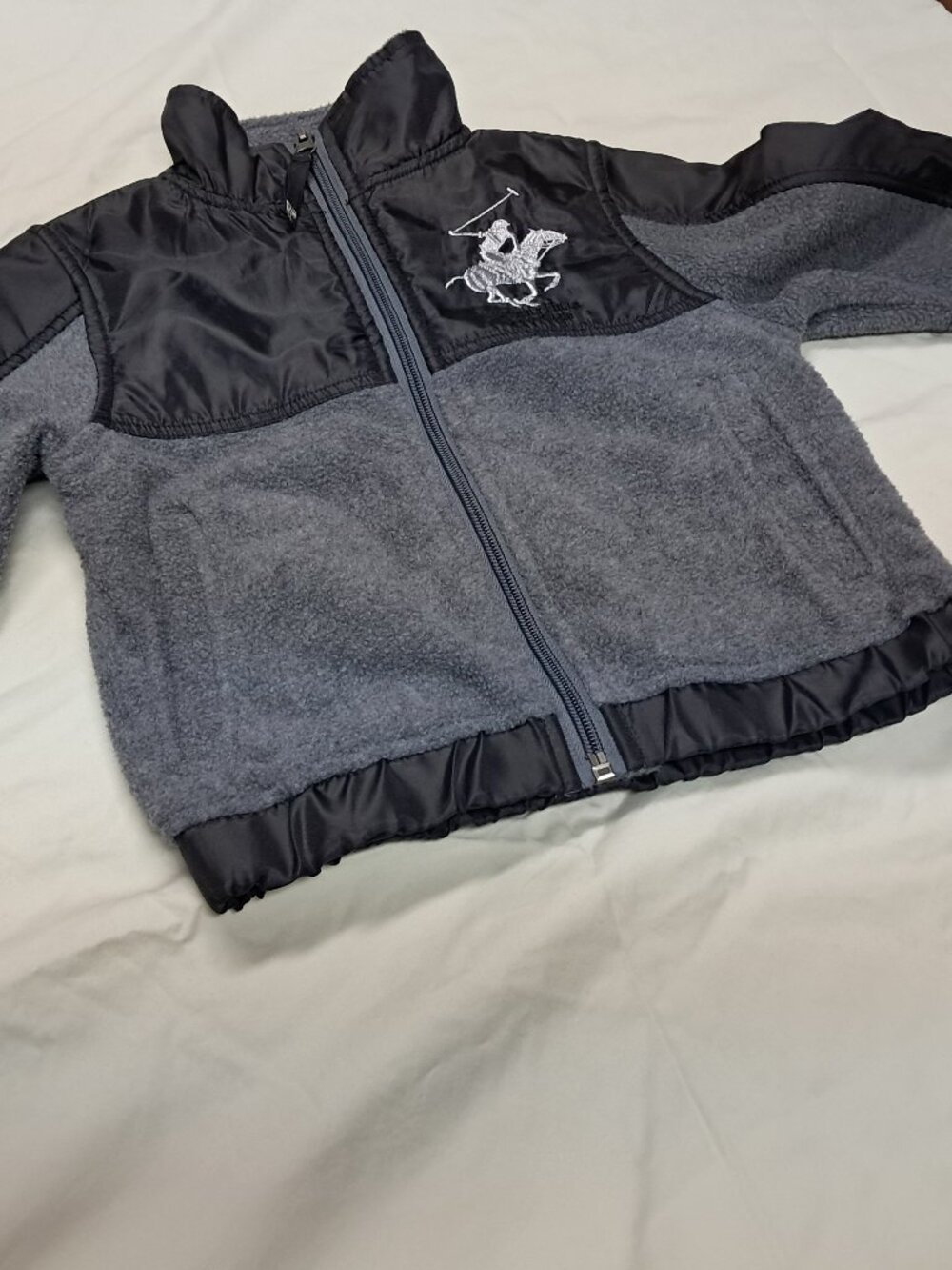 Beverly Hills Polo Club Boys Grey Black Fleece Jacket Size 2T Full Zip